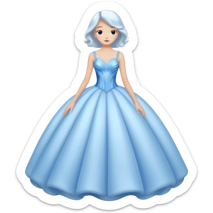 The bubble dress is typically a voluminous ball gown, designed to make Glinda look like she’s literally floating in a bubble. It features:  Pale blue or shimmering white-blue hues  sticker