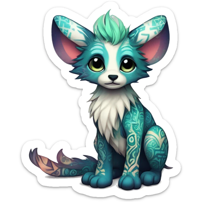 cute Kawaii edgy ethereal shy epic fantasy animal fursona Fionbri creature by griffsnuff & LiLaiRa & Falvie with exotic colors with intricate patterns full body sticker