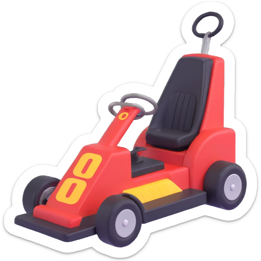 A simple 2D emoji-style illustration of a right foot pressing down on a car gas pedal. The pedal is labeled with “GO” and motion lines show acceleration. Bright, clean cartoon style with clear shapes and bold colors. sticker