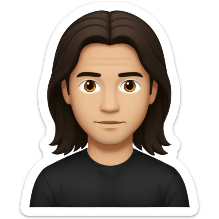 Pana Hema Taylor, male actor (b.1989) with light tan skin, dark brown long hair sticker