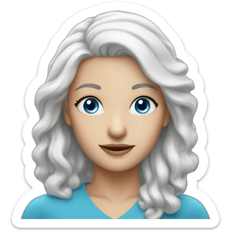 white hair woman with blue eyes sticker
