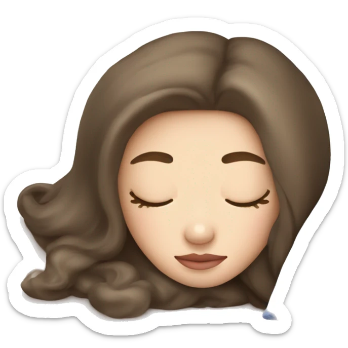 sleeping beauty brunette white girl with a silk pillow sticker