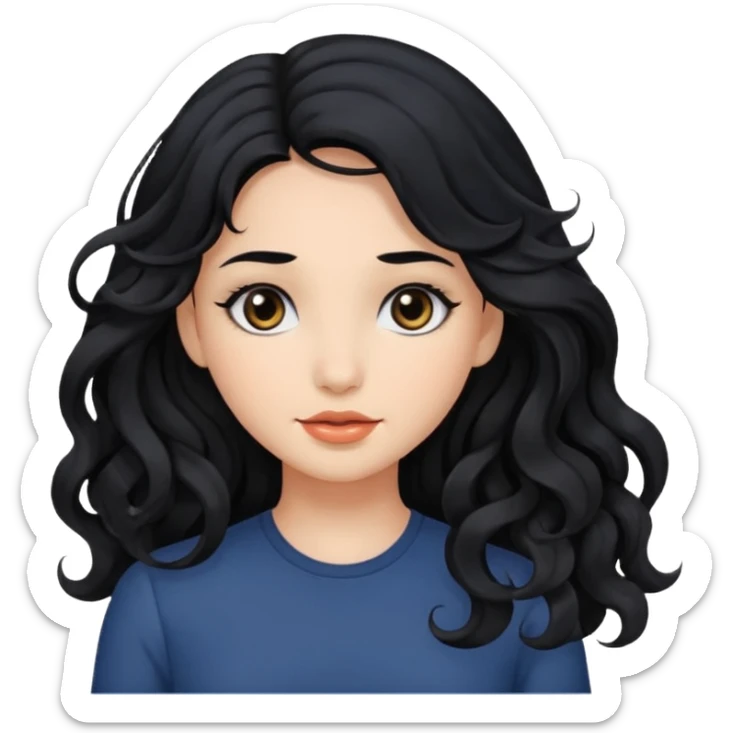 Beautiful girl,Black hair,wavy hair，long hair,Black eyes  sticker