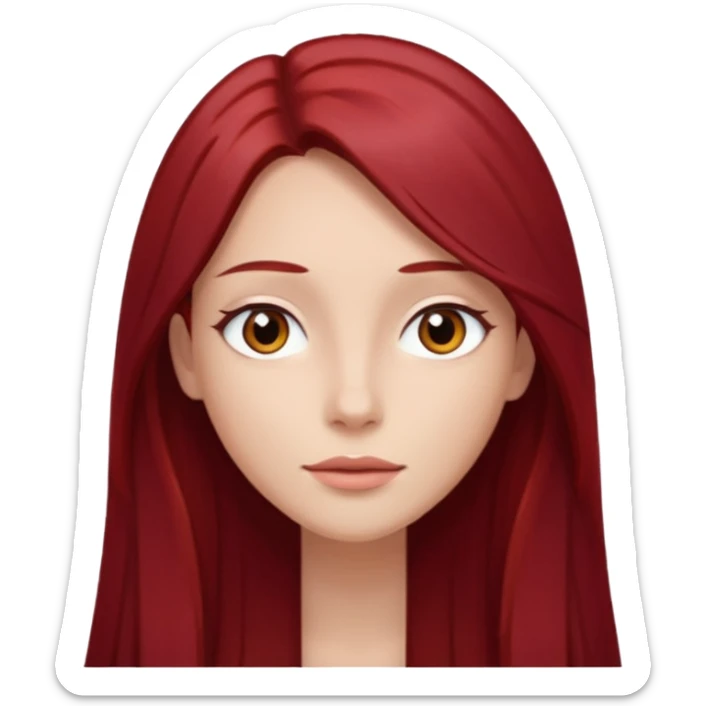 long straight dark red hair sticker