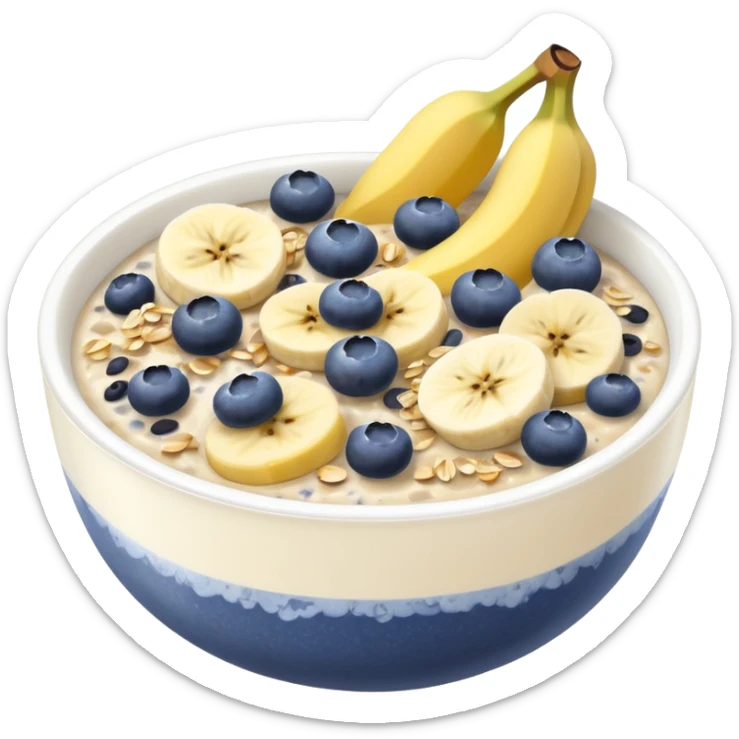 Overnight oats with banana slices,blueberries, honey, sky, chiaseeds sticker