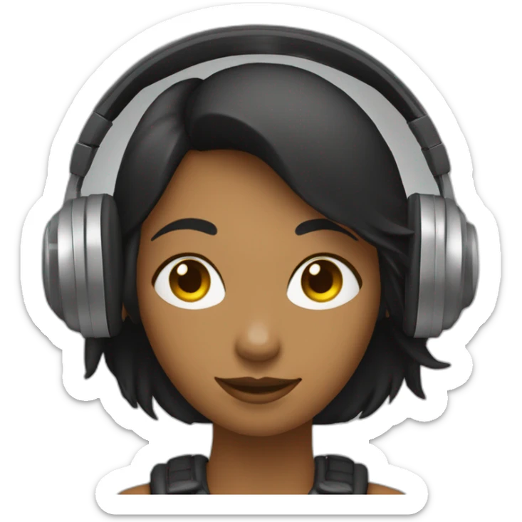 Une fille qui écoute de la musique avec un casque noir sticker