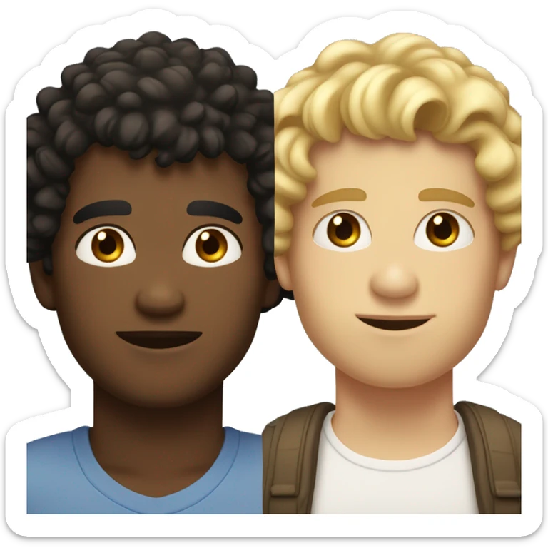 Two boyfriends side by side one with tan skin and dark curly hair and the other pale and slightly fat with blonde hair sticker