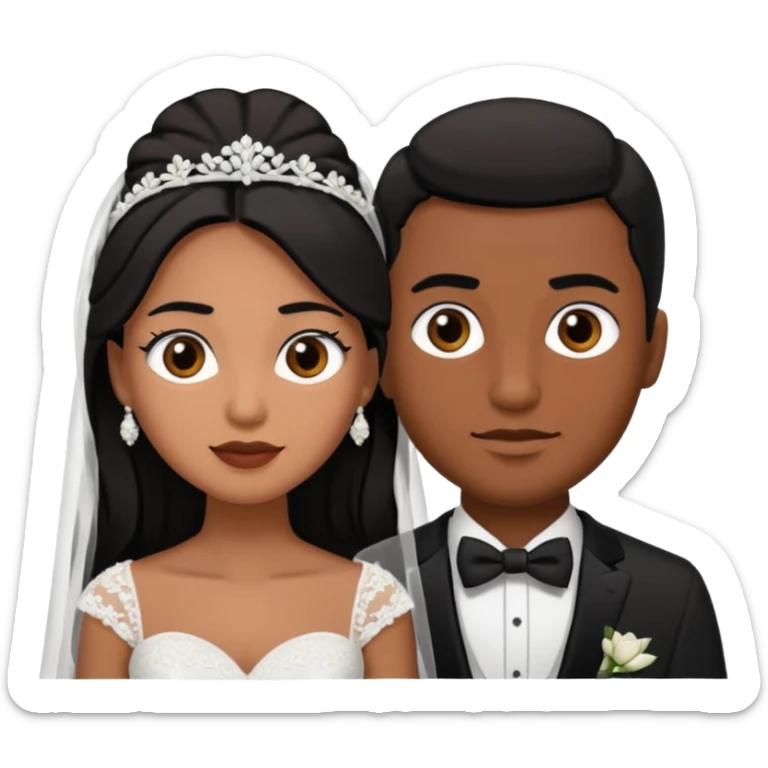 Bride with black hair black eyes and brown skin groom with black hair black eyes sticker