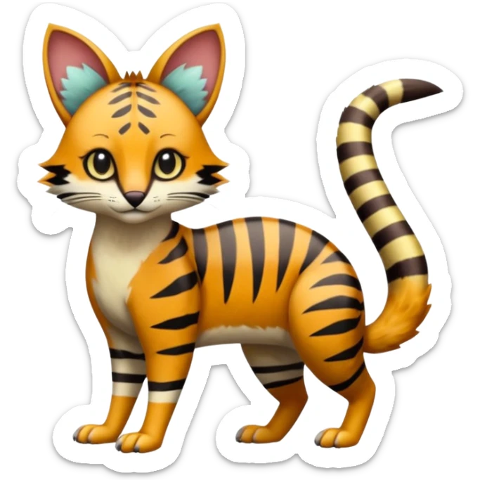 Colorful Bobcat-Tiger-Numbat-Serval-Genet-Pokémon-Digimon-Fakémon-fusion-hybrid-creature sticker
