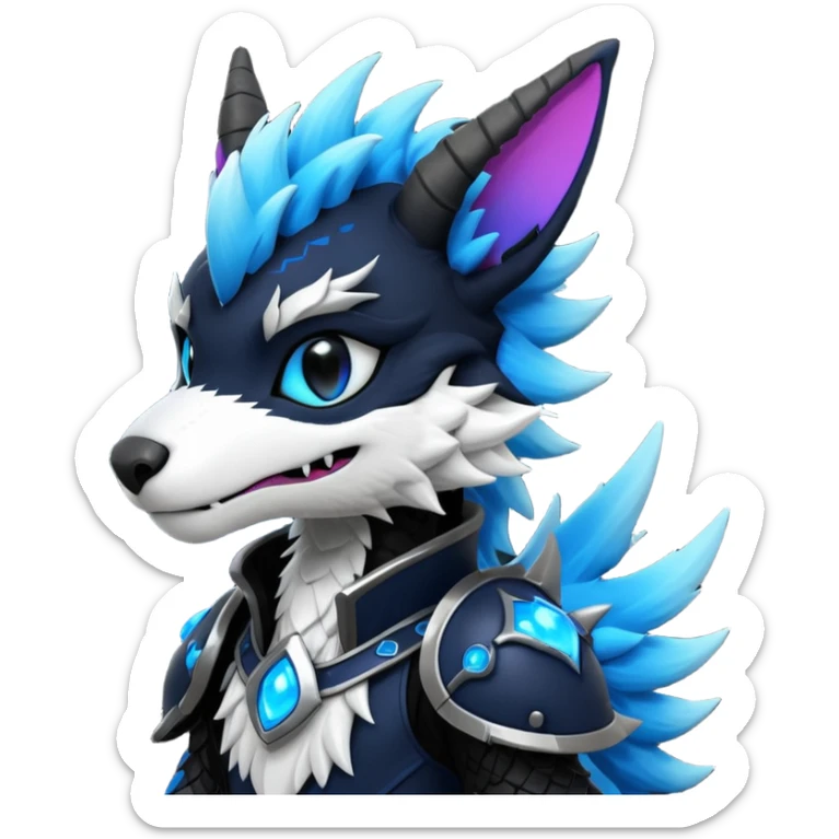 Cool gothic cute badass Vernid-Protogen-Dutch-Angel-Dragon-Sergal-Trico-Fursuit-furry-fursona sticker