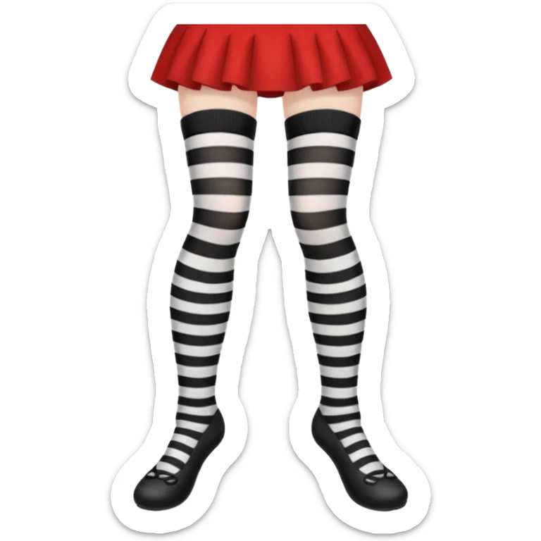 black and white striped stockings with two holes on each leg of white skin, no shoes sticker