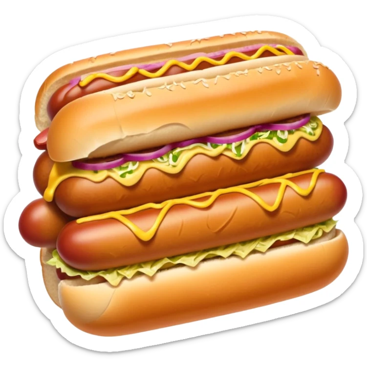 Hot dog with sauerkraut and spicy mustard in a hot dog bun sticker