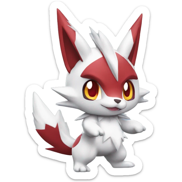 Anthro Cool Edgy Cute Chibi Shiny Zangoose-Zoroark-Fakemon-Pokémon Full Body Detailed High Quality sticker