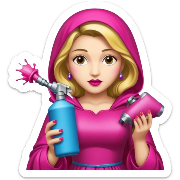 emoji della madonna vestita di fucsia con una bomboletta spray per fare i grafiti
 sticker