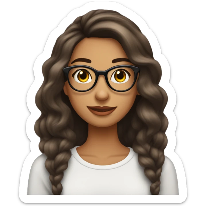 Quiero que me crees una chica cabello marrón largo hasta los hombros delgada y con lentes ten en cuenta que ella es una Travel blogger  sticker