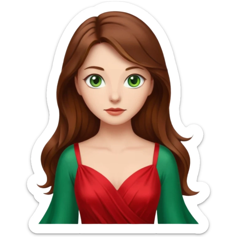 Handmaid woman with brown hair and green eyes. Wearing all red sticker
