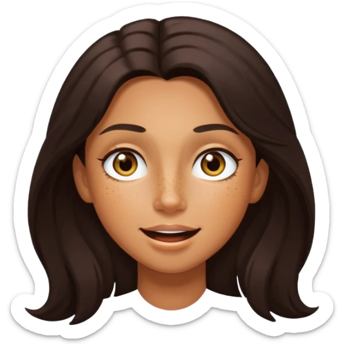 Tan skin with freckles, long dark hair, hazel eyes Dominatrix winking sticker