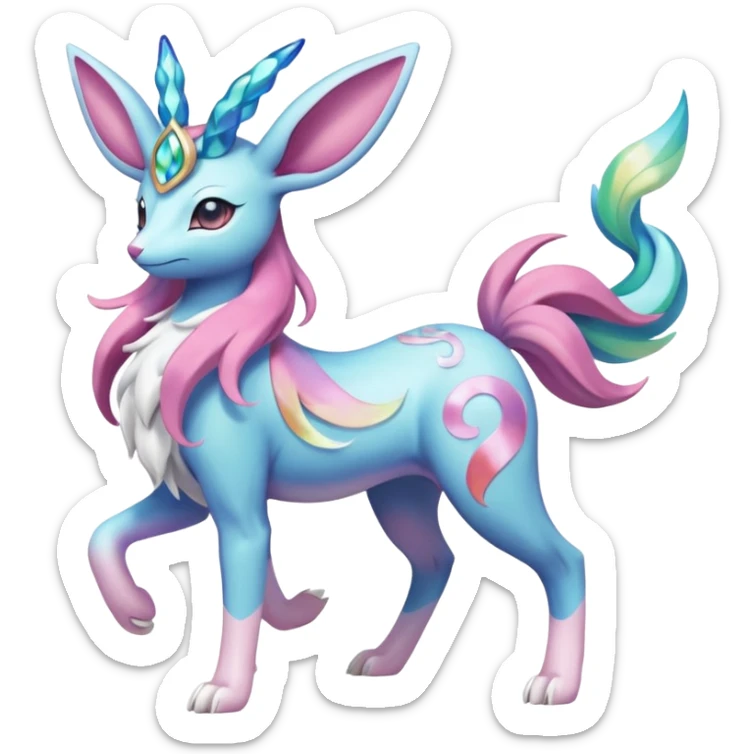 Suicune-Aurorus-Sylveon-Meganium-fusion (full body) sticker