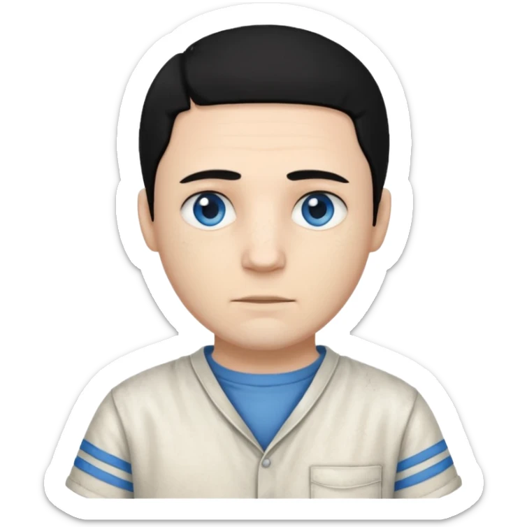 John Broom from Poison with light skin, blue eyes, black hair, ivory inmate outfit  sticker