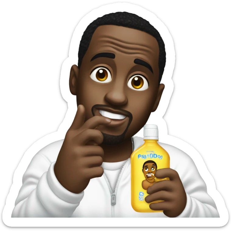 p diddy holding baby oil sticker