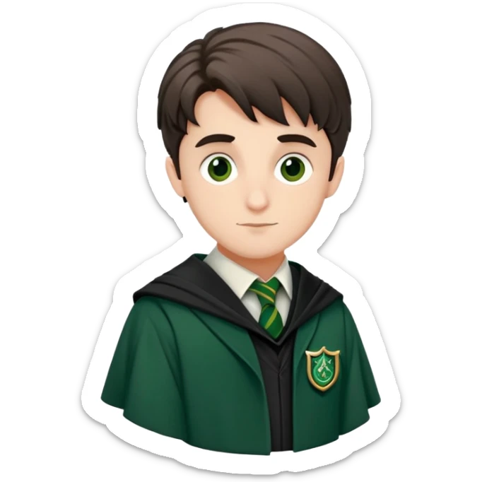 lorenzo zurzolo is Theodore Nott in harry potter, wear hogwarts slytherin uniform sticker