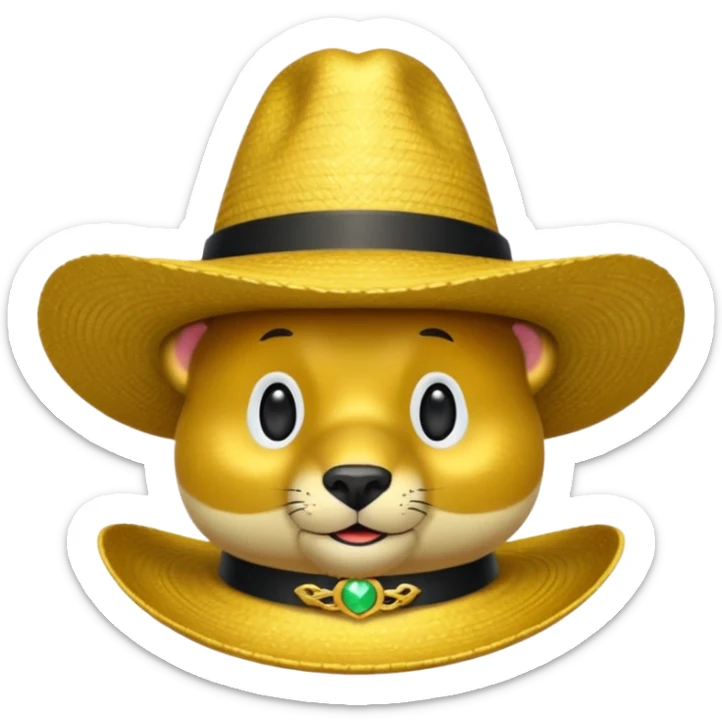 Oso dorado con sombrero elegante y moño negro enojado animatronico sticker