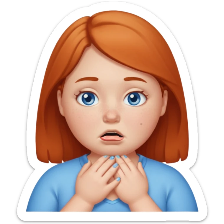 We’re not girl with freckles and blue eyes and chubby cheeks pretend pretending to choke herself sticker