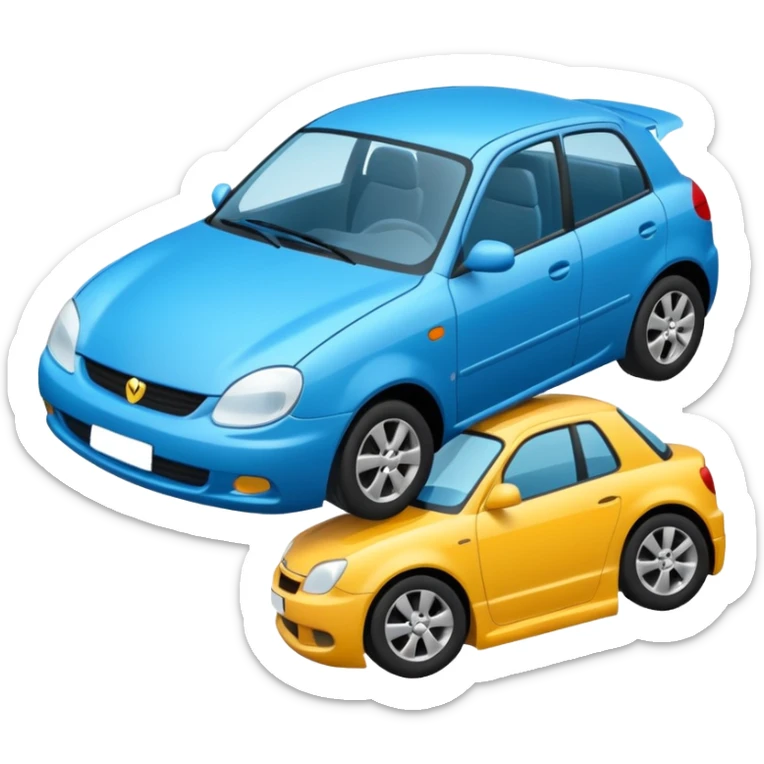 voiture bleue  accidentée sticker