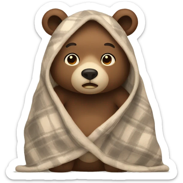 bear cozy in blanket sticker