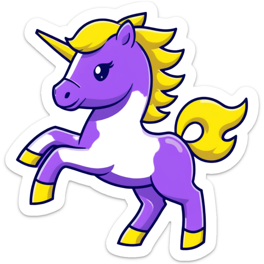 A yellow horse composed of bright electric energy, with yellow wires visible throughout its form, lightning bolts emanating from its mane and tail, galloping at high speed. sticker