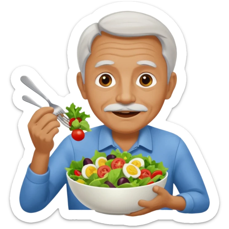 I want to create an emoji of a old  guy eating healthy food sticker