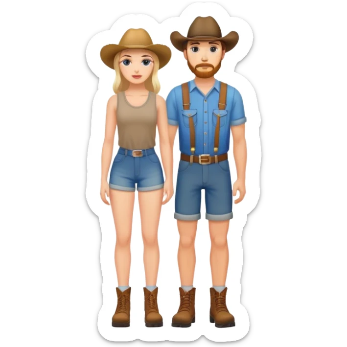 american redneck pair men and woman photorealistic standing on feet sticker