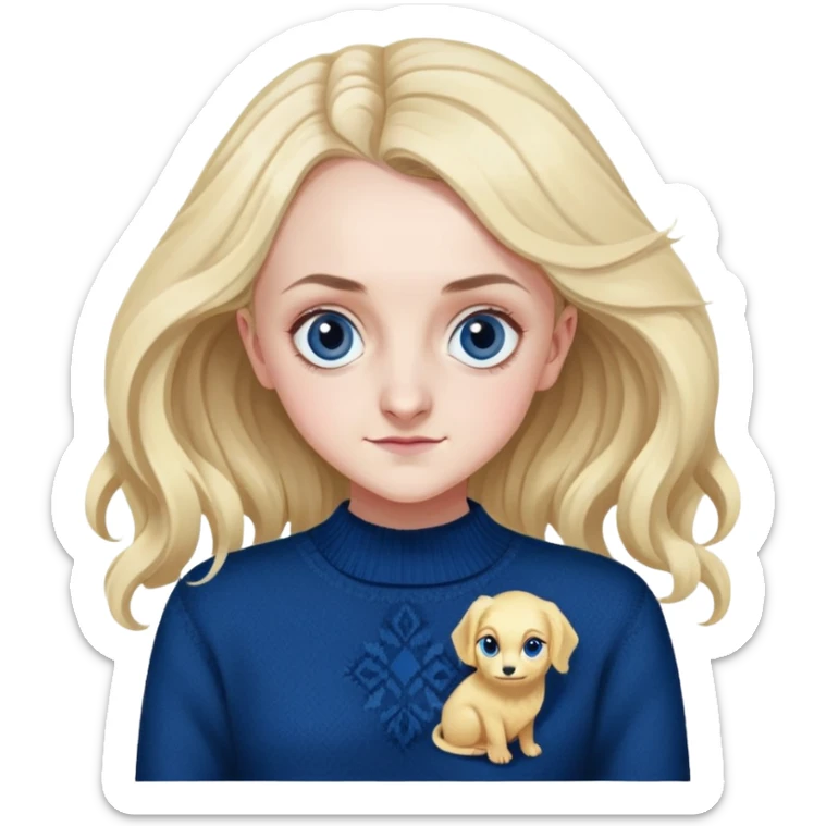 Evanna Lynch is Luna Lovegood in harry potter, wear dark blue sweater sticker
