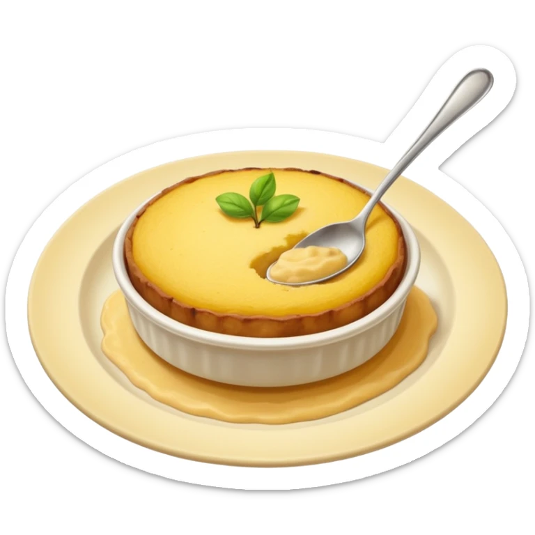 a deep dish plate with a yellowish food in it, a bit like polenta, but it is in a bit of small small lumps and very dry. with a bit of applesauce on top on the side and a spoon sticking out sticker