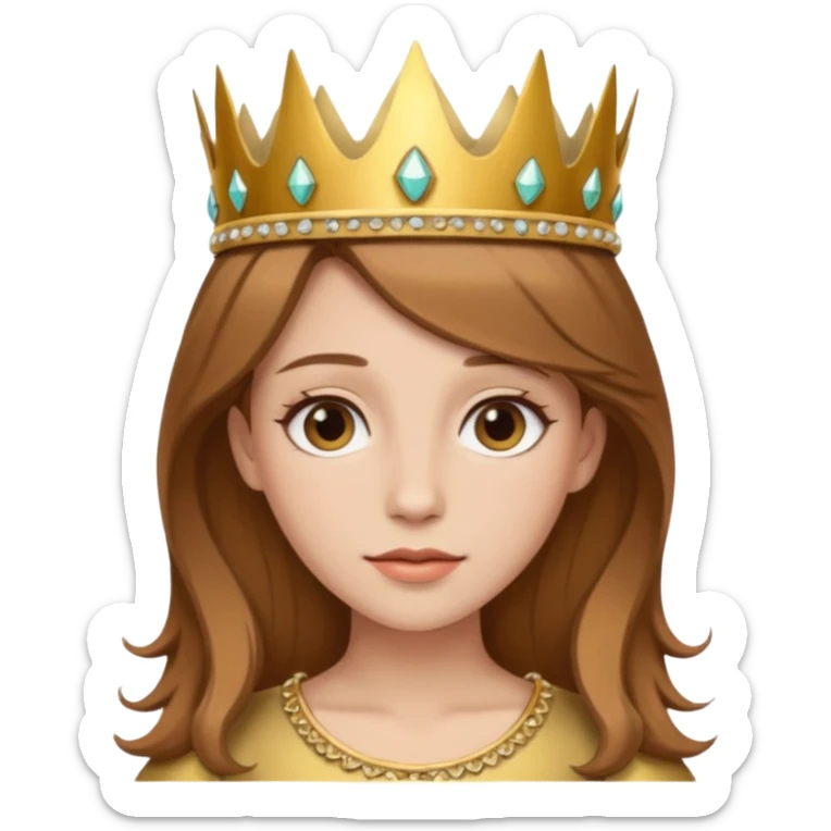 Kumral kahverengi saçlı bir kadın kafasında taç sticker