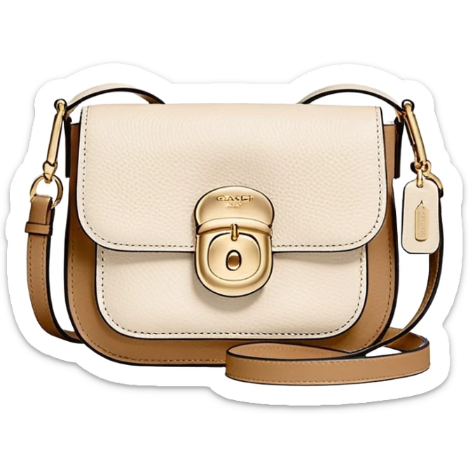Coach Women's Hadley Mini Crossbody Bag in Pebbled Leather all white beige rectangle
 sticker