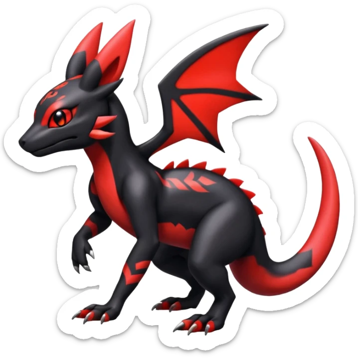Shiny Cool Exotic Colorful Guilmon-Salandit-Umbreon-Fakémon-hybrid-creature (full body)  sticker