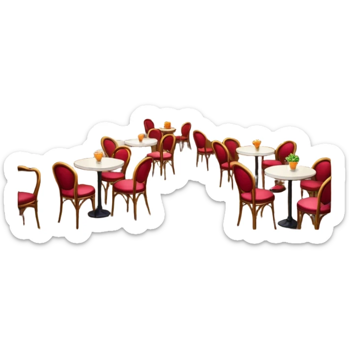 Cinematic Realistic Caf√© Culture Pop Culture Emoji, showcasing a vibrant French caf√© scene rendered with rich textures and warm, inviting lighting. sticker