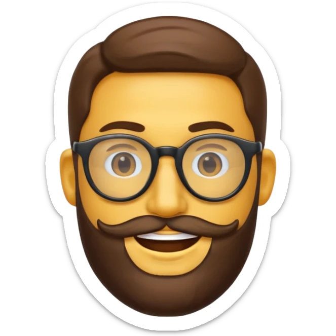 Quiero un emoji de un hombre pelado, con lentes y barba sticker