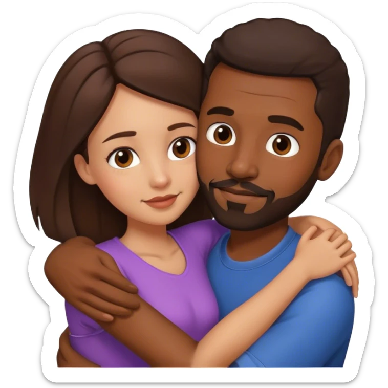 Black man with facial hair hug small pretty brunette woman sticker