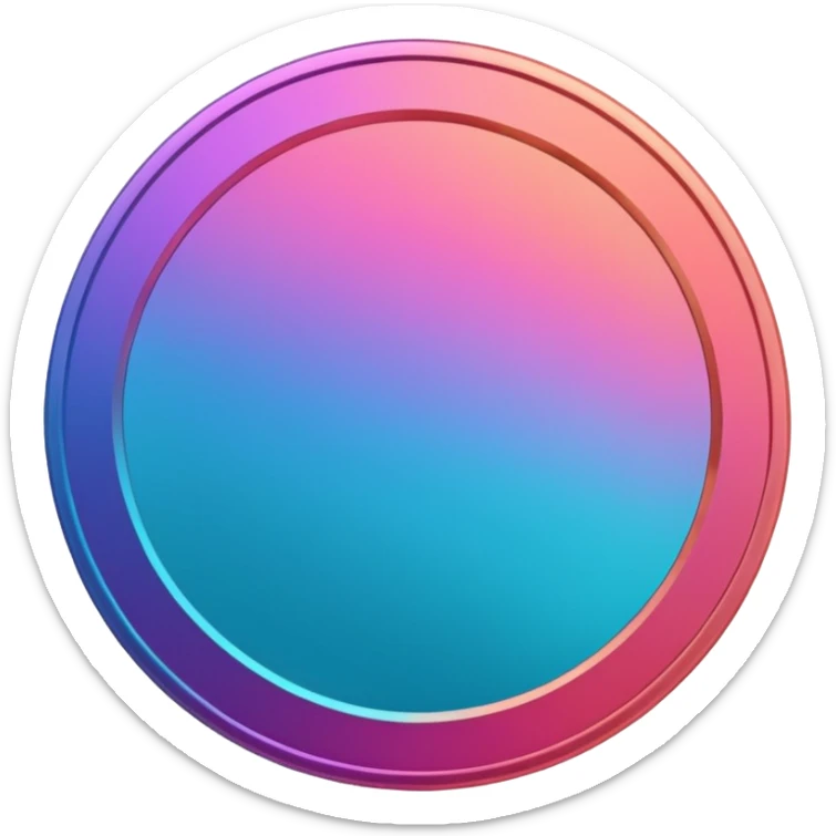 
coin color in in gradient of turquoise, blue, pink, purple, and coral
Rotate coin 35 degree   sticker
