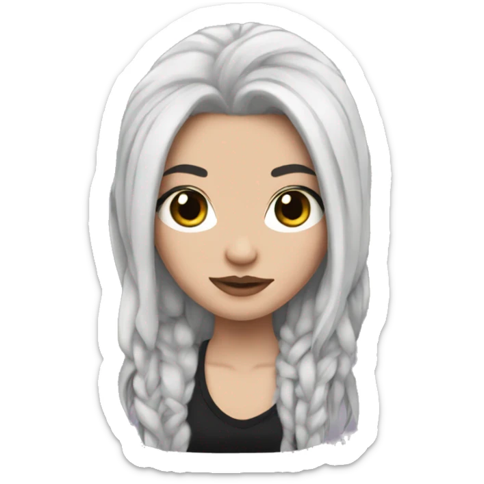 White girl with long black hair and lots of tattoos sticker