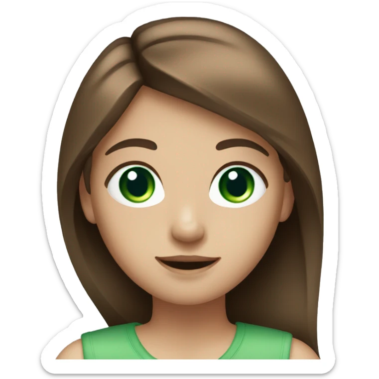 girl with brown straight hair and green blue eyes sticker