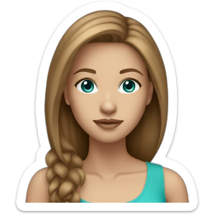 beautiful woman, straight light brown hair, aqua eyes sticker