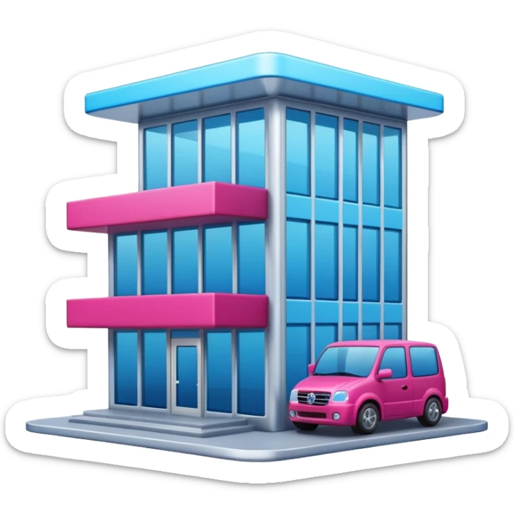 The building houses the Ozon order pickup point in its signature blue (digital blue) and raspberry colors. sticker