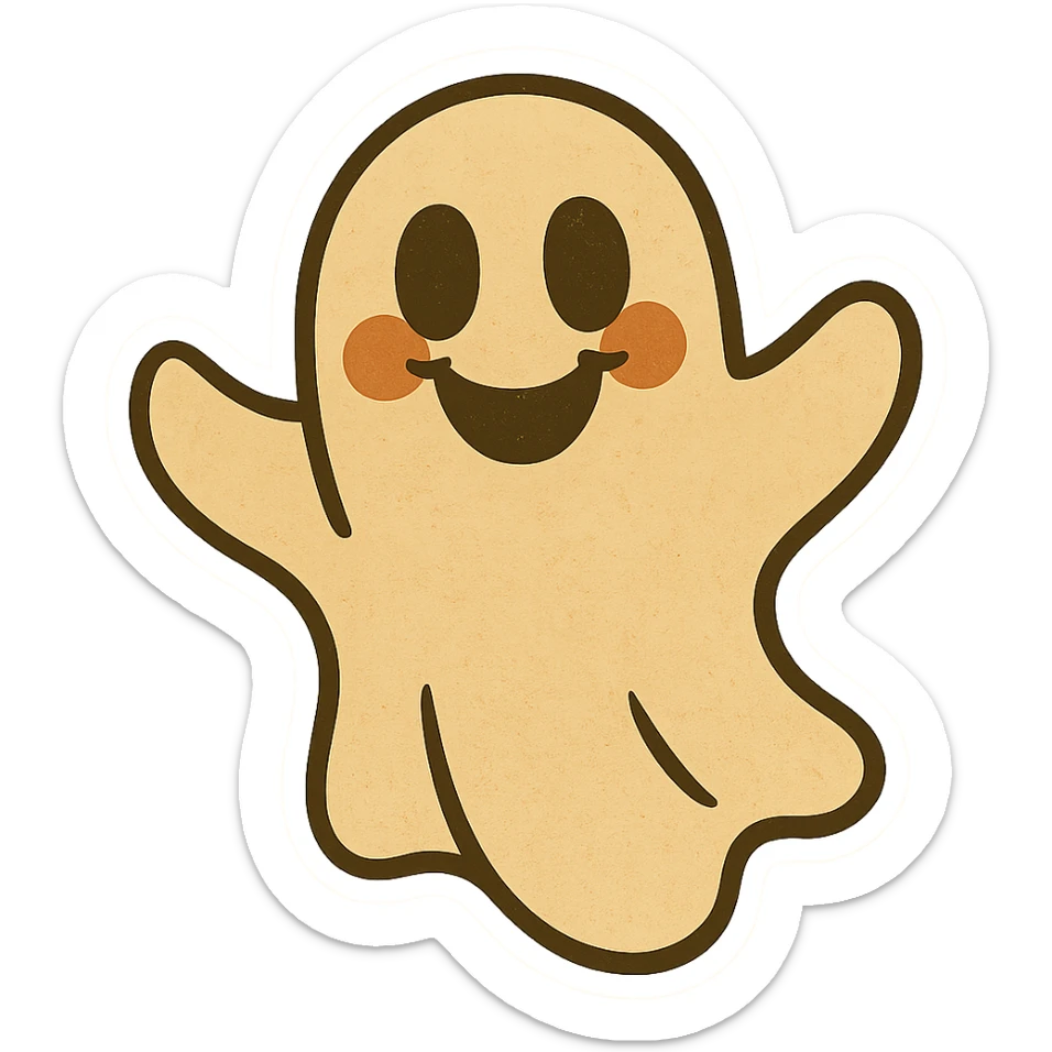 Create images of happy retro ghosts, pumpkins, spiders, witches for stickers. Use this image for inspiration. sticker