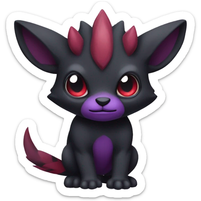 Cute cool dark black red purple animal hybrid Fakemon full body sticker