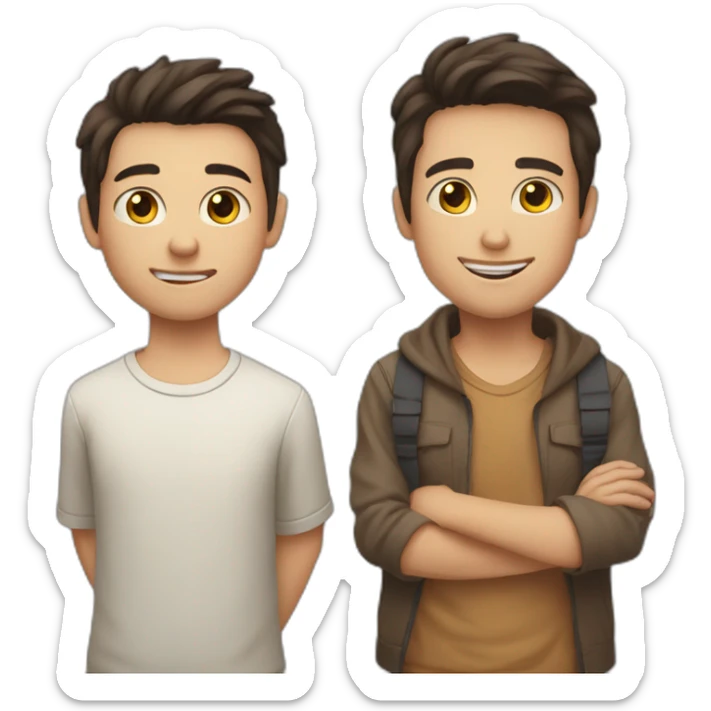 one white older brother with dark hair, one little brother with light hair one tanned sister with brown hair sticker