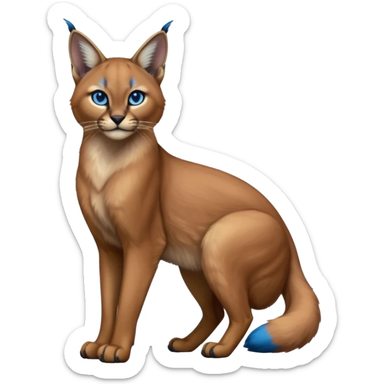 Realistic wild real life dark neon-blue caracal photo IRL outside (full body) sticker