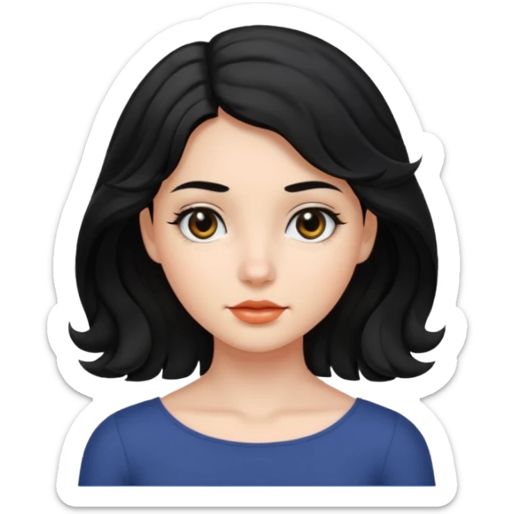chica con pelo  negro liso y hasta los hombros  ondulada y ojos negros sticker